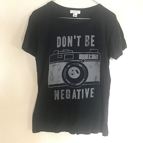 Vintage Style "Don't Be Negative" Distressed Tee - Picture 1 of 6
